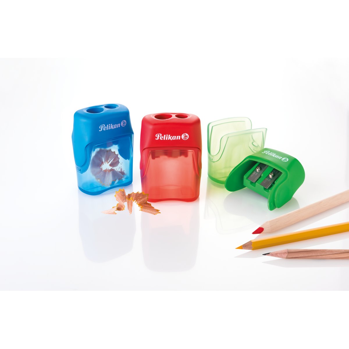 Ascuțitoare V-Blade plastic dublă, cu container, diverse culori, 1 bucată/ blister, Pelikan