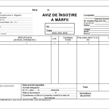 Aviz de însoțire marfă A5, 3 exemplare, imprimat tipizat, Darcom