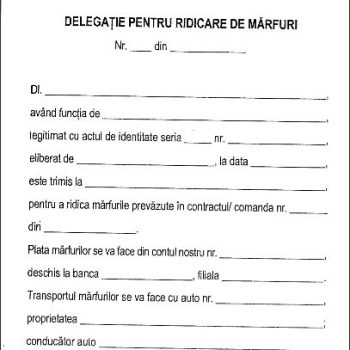 Delegație pentru ridicare de mărfuri A6, carnet 100 file, imprimate tipizate, Darcom