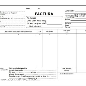 Factură A5, carnet 50 set, imprimat tipizat, Darcom