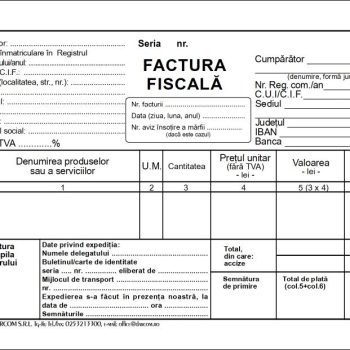 Factură fiscală A6, carnet 50 set, imprimate tipizate, Darcom