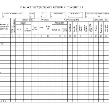 Fișa activității zilnice pentru autovehicule A4, fila, imprimate tipizate, Darcom