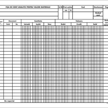 Fișă cont analitic valori materiale, B5, filă, imprimat tipizat, Darcom