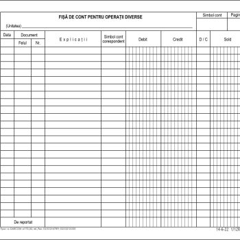 Fișa de cont pentru operații diverse, B5, fila, imprimat tipizat, Darcom