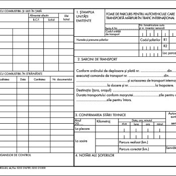 Foaie parcurs internațională A4, carnet 100 file, imprimat tipizat, Darcom