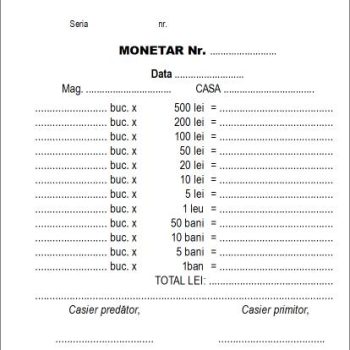 Monetar A6, carnet 50 set, imprimat tipizat, Darcom