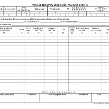 Notă recepție cu TVA autocopiativă A4, carnet 50 set, imprimat tipizat, Darcom