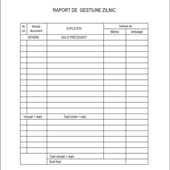 Raport gestiune zilnic, A4, carnet 100 file, imprimat tipizat, Darcom