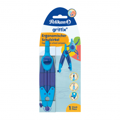 Compas școlar ergonomic Griffix, culoare albastru, Pelikan