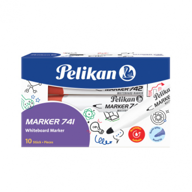 Marker whiteboard 741, vârf rotund, roșu, Pelikan