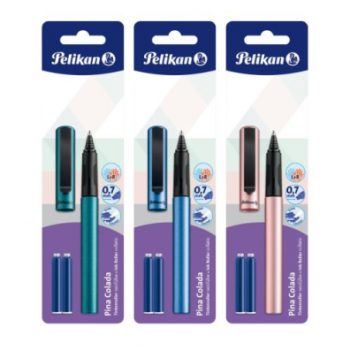 Roller Pina Colada, vârf 0,7 mm și 2 patroane standard, prezentare pe blister, diverse culori, Pelikan