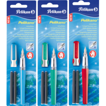 Stilou Pelikano, peniță M, pentru dreptaci, 2 patroane, diverse culori, blister, Pelikan