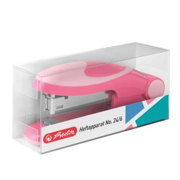 Capsator 24/6, grip cauciucat, ergonomic, lungime 13,5cm, culoare roz, Herlitz