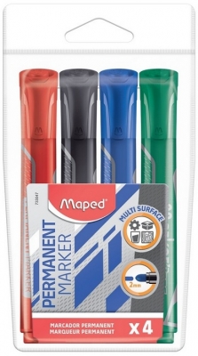 Permanent marker Maped Marker’Peps Jumbo varf rotund 4 culori/set
