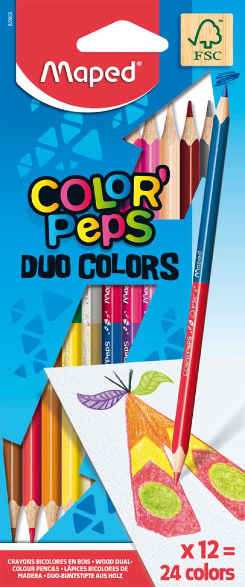 Creioane colorate Maped Color’Peps 12 culori/set duo FSC