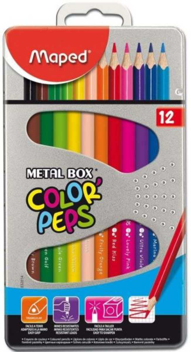 Creioane colorate Maped Color’Peps Star 12 culori/set cutie metal