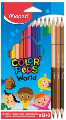 Creioane colorate Maped Color’Peps World 12+3 culori
