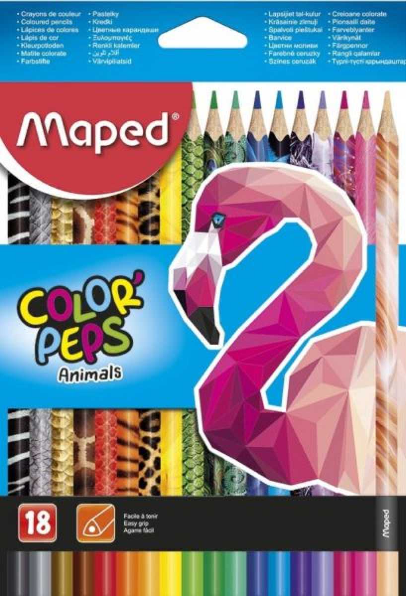 Creioane colorate Maped Color’Peps Animals 18 culori/set FSC