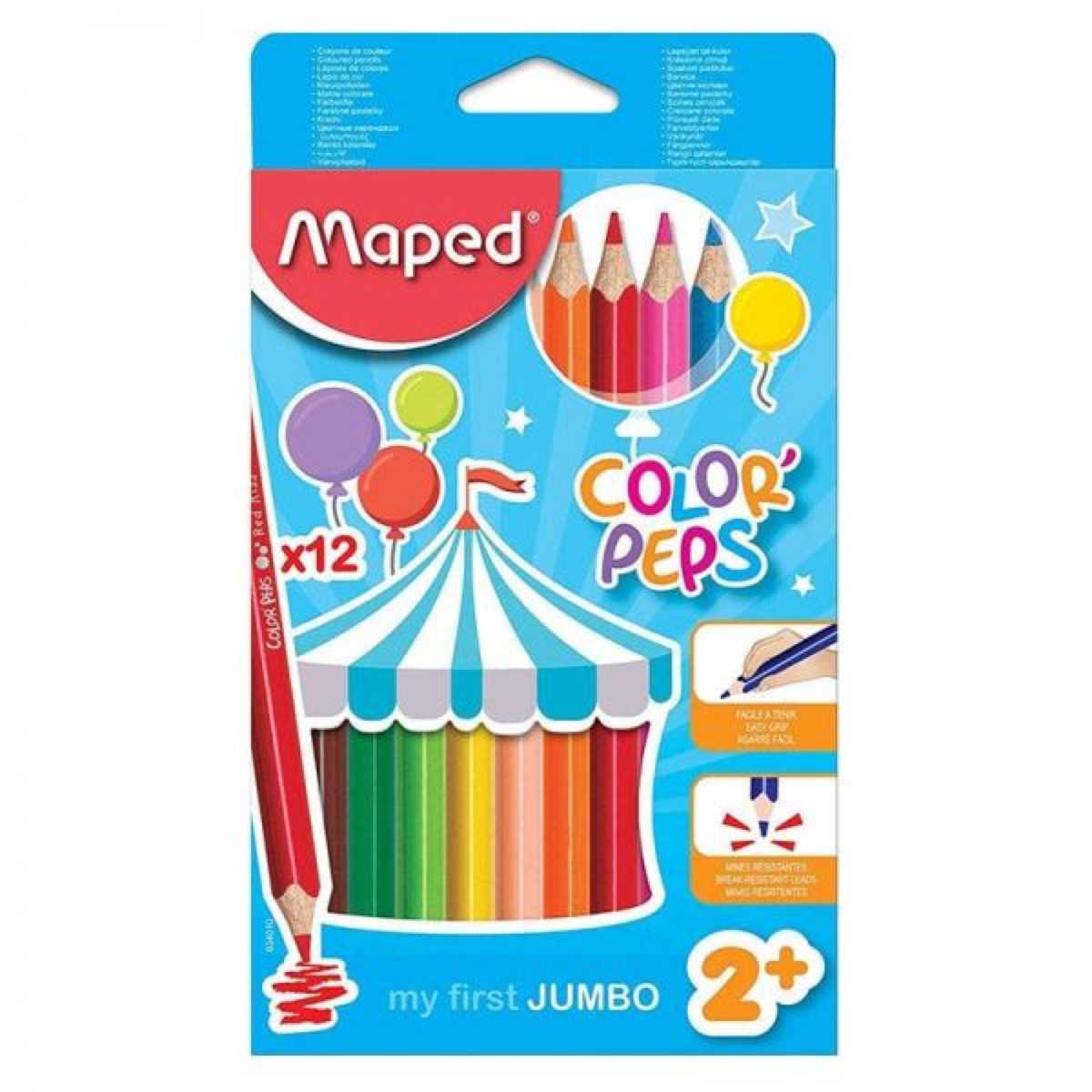 Creioane colorate Maped Color’Peps My First Jumbo 12 culori/set FSC