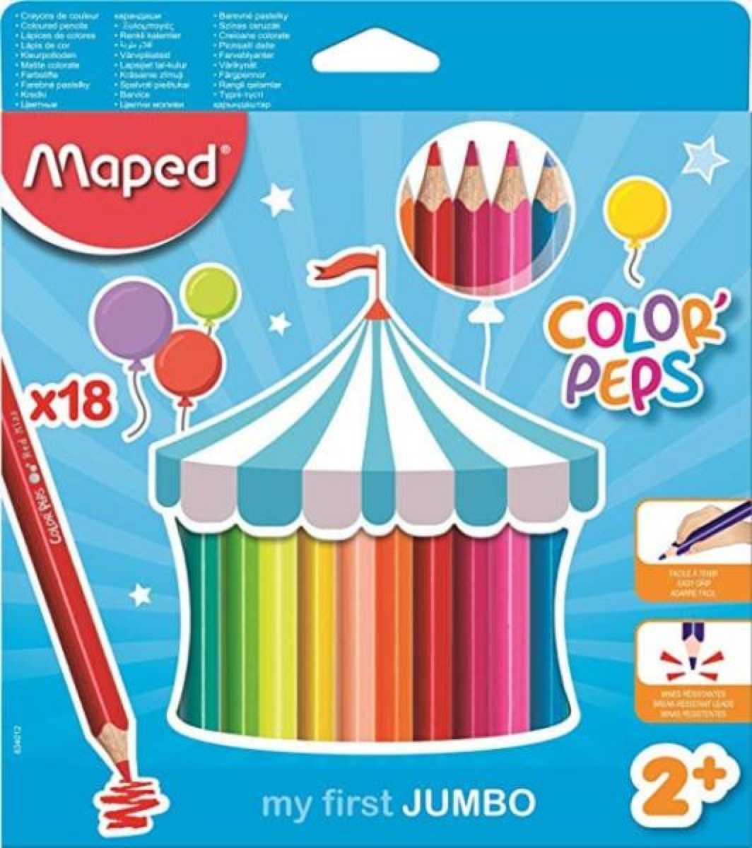 Creioane colorate Maped Color’Peps My First Jumbo 18 culori/set FSC