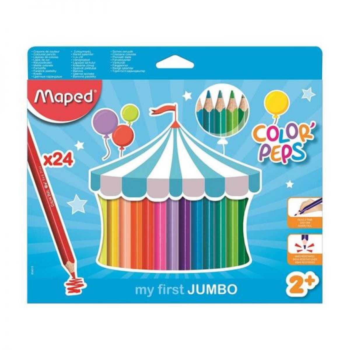 Creioane colorate Maped Color’Peps My First Jumbo 24 culori/set FSC