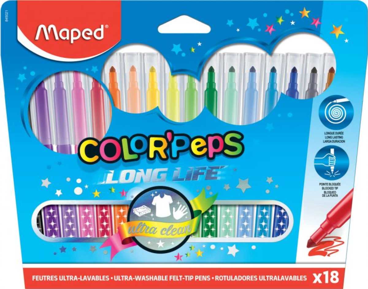 Carioca Maped Color’Peps Long Life 18 culori/set