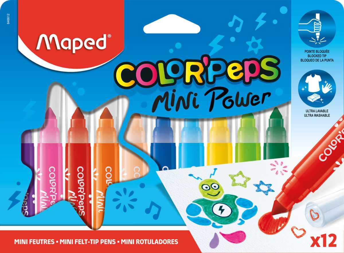 Carioca Maped Color’Peps Mini Power 12 culori/set