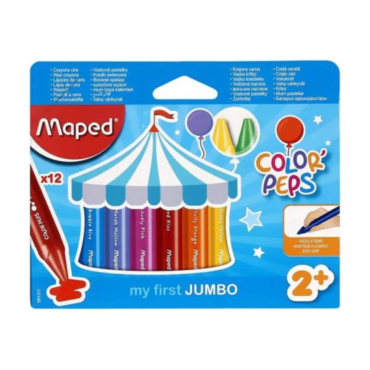 Creioane cerate Maped Color’Peps My First Jumbo 12 culori/set