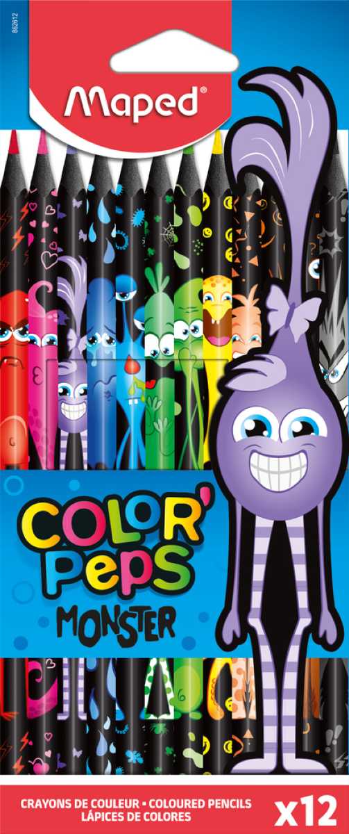 Creioane colorate Maped Color’Peps Monsters 12 culori