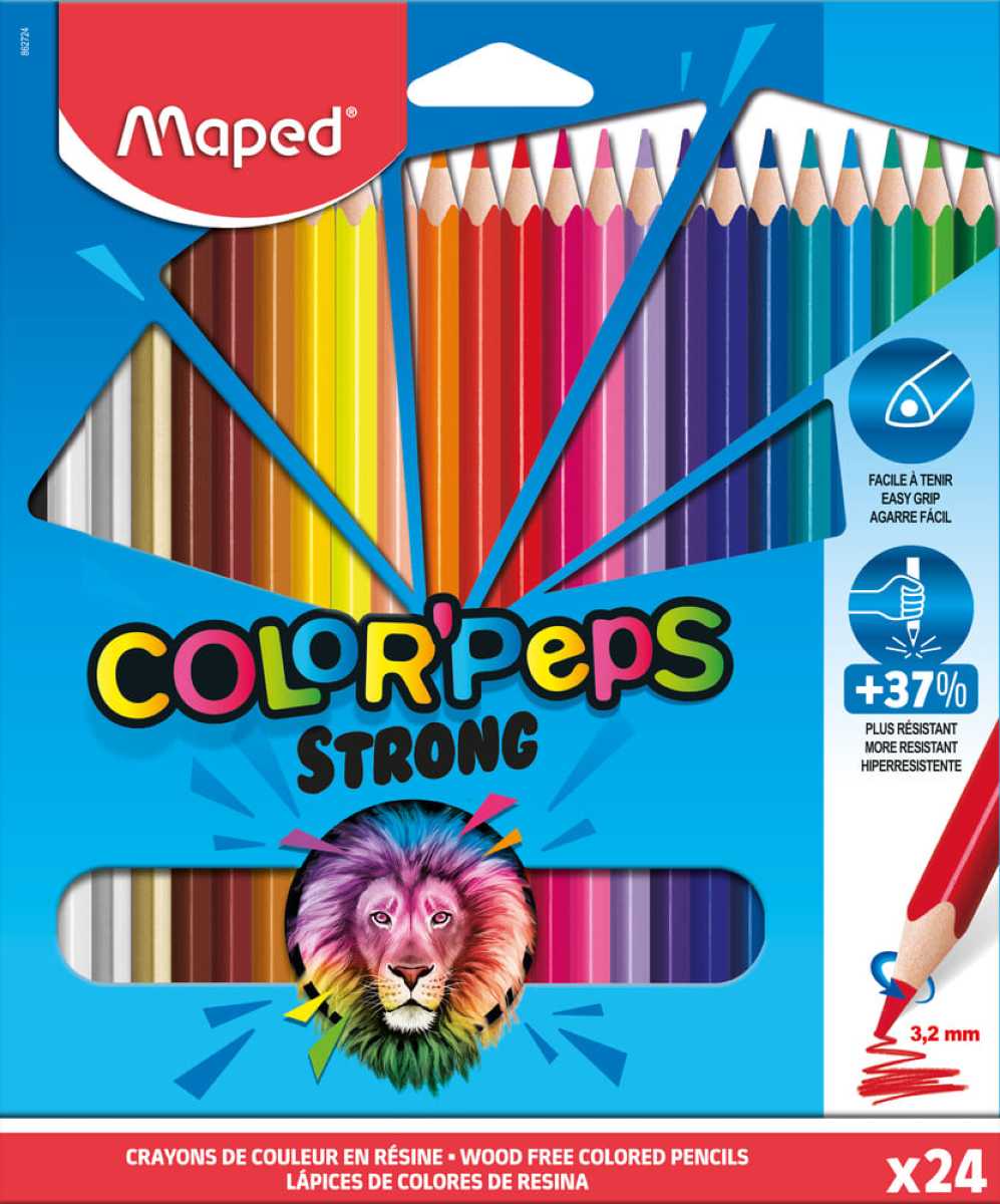 Creioane colorate Maped Color’Peps Strong 24 culori/set