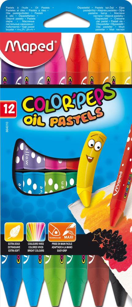 Creioane cerate Maped Color’Peps pe baza de ulei 12 culori/set