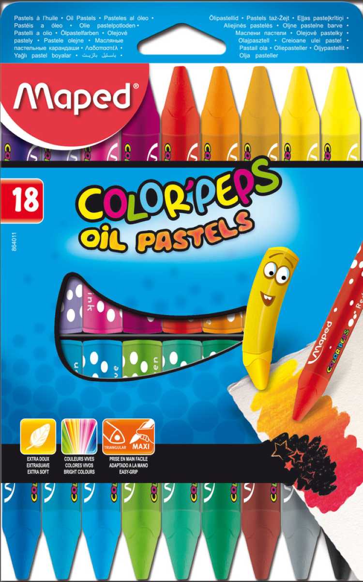 Creioane cerate Maped Color’Peps pe baza de ulei 18 culori/set