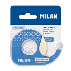 Bandă adezivă 19 mm x 33 m, cu suport, pe blister, Milan