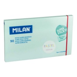 Bloc notes adeziv 126 x 76 mm, albastru pal, Super sticky, Milan