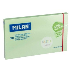 Bloc notes adeziv 126 x 76 mm, verde pal, Super sticky, Milan