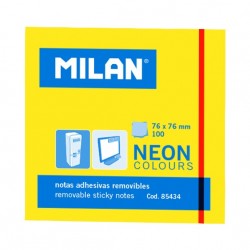Bloc adeziv 76 x 76 mm, galben neon, Milan