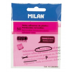 Bloc notes adeziv plastic, 76 x 76 mm, roz, Milan