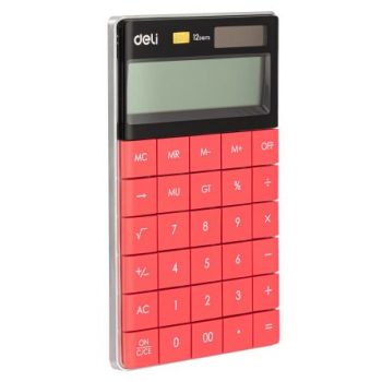 Calculator birou 12 digits modern, roșu, Deli