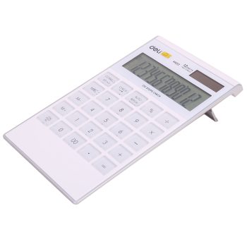 Calculator birou 12 digits compact, modern, alb, Deli