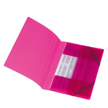 Mapă A4 PP, 15 mm, închidere cu elastic, culoare roz translucid, Herlitz