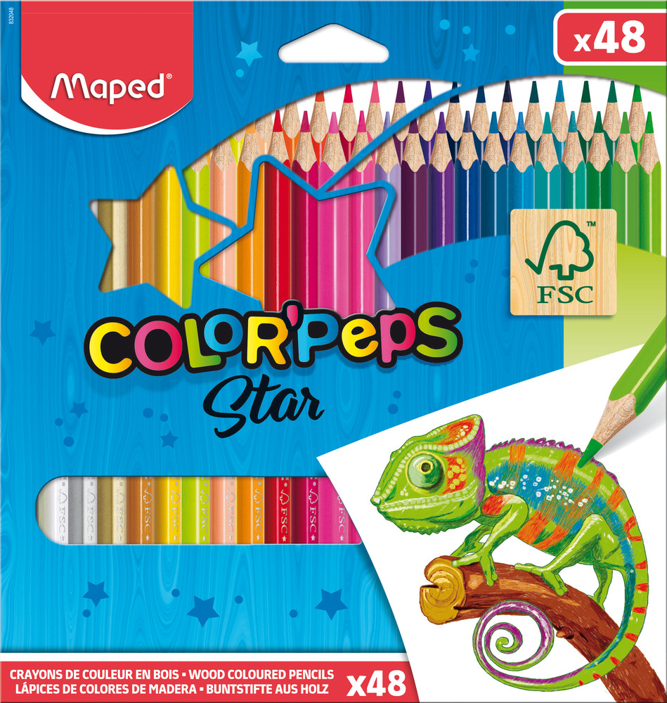 Creioane colorate Maped Color’Peps Star 48 culori/set FSC
