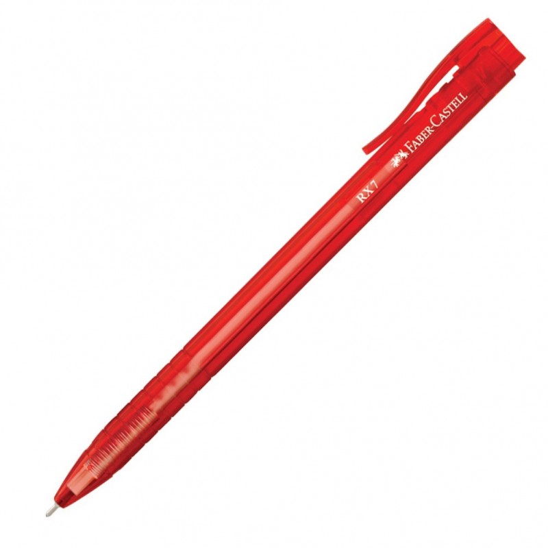 Roller 0.7 mm semi-gel cu mecanism, roșu RX7, Faber-Castell