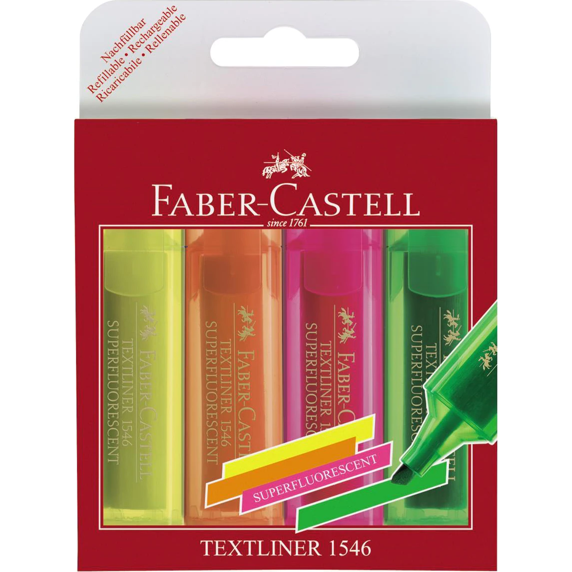 Textmarker set 4 superfluorescent 1546, Faber-Castell