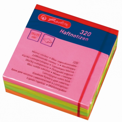 Bloc notițe adezive, dimensiune 75×75 mm, 4 x 80 file, culori pale, Herlitz