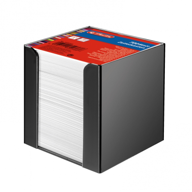 Cub notițe alb, dimensiune 9x9x9 cm, 700 file, cu suport plastic negru, Herlitz