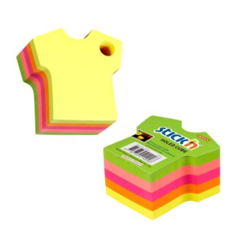 Notes autoadeziv Die-Cut tricou, 70 x 70 mm, 400 file, Stick’n, 5 culori fluorescente, Hopax