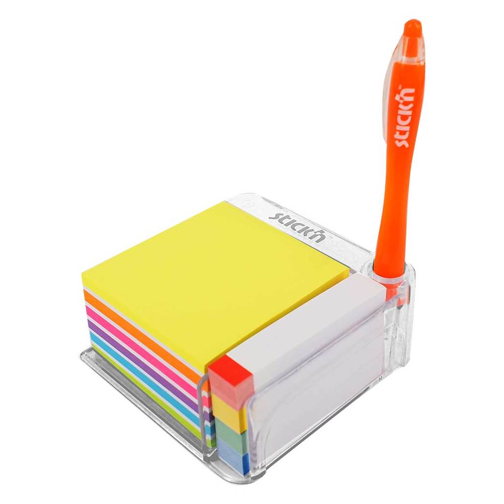 Notes autoadeziv cu suport, 76×76 mm – 400file/set, 76×14 mm, 380file/set, Stick’n, culori asortate, Hopax