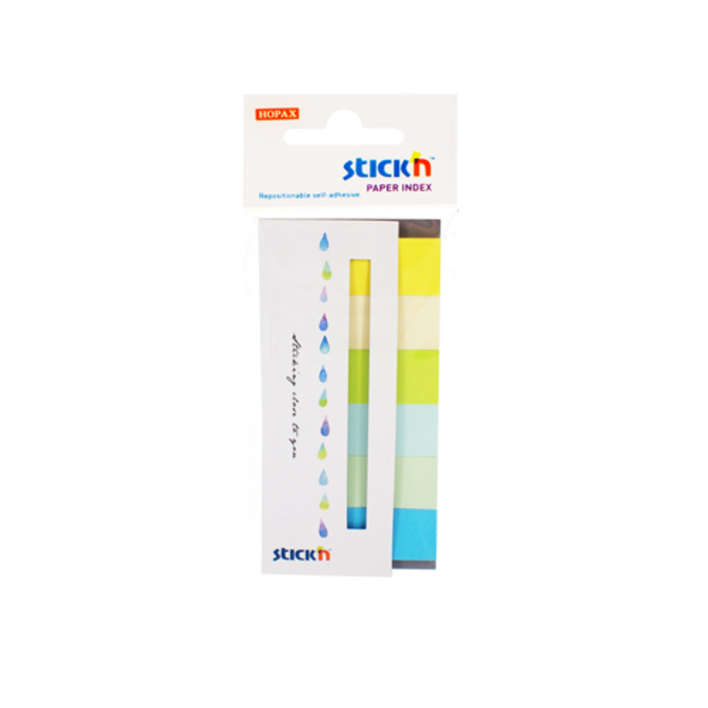 Stick index hârtie color 45 x 15 mm, 6 x 30 file/set, Stick’n, 6 culori neon și pastel, Hopax