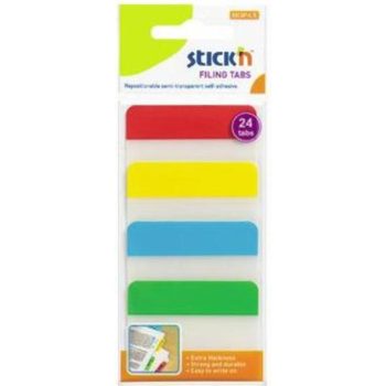 Stick index plastic transparent cu margine color 38 x 51 mm, 4 x 20 file/set, Stick’n, 4 culori neon, Hopax