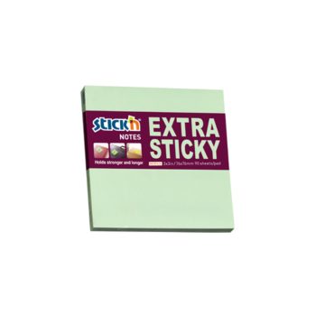 Notes autoadeziv extra-sticky 76 x  76mm, 90 file, Stick’n, verde pastel, Hopax